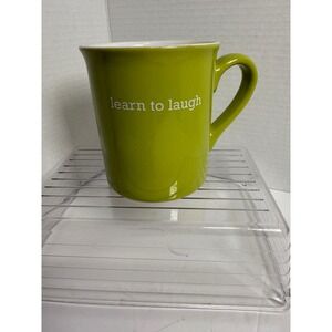 Lime Green Mug Learn to Laugh Smiley Face Inside Coffee Tea Cup